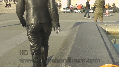 Jenny-putting-on-girls-leather-boots-in-leather-pants