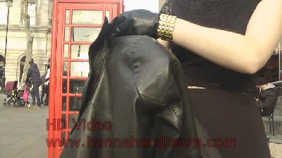 Jenny-putting-on-leather-jacket-with-girls-leather-gloves
