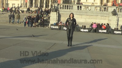 Jenny-walking-in-leather-pants-and-leather-boots