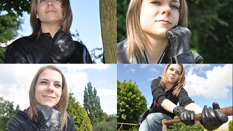 Girl-wearing-Black-leather-gloves